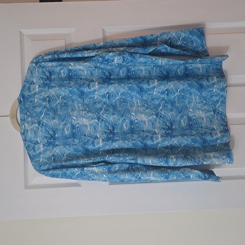 NWT Simply Southern Men's Blue Waves Long Sleeve Sports Sun Tee - Picture 5 of 7